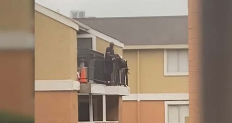 Hombre arrestado por la policía: cuelga un perro desde el balcón (Pantalla de video)
